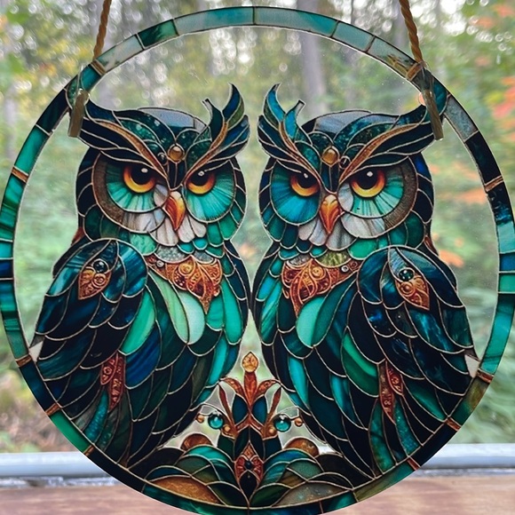 Suncatcher Green Owl Acrylic Window Home Cabin Decorative Decor 6” Gift Idea - Picture 3 of 3